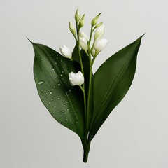 Poster - Pre-blooming Muguet Revealing Intricate Leaf Details With Refreshing Dew Drops This Natural Composition Captures the Essence of Organic Beauty and Delicate Textures in Vibrant Green Hues