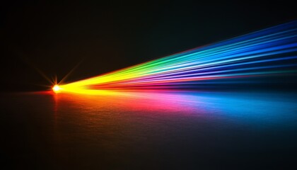 Poster - Vivid Light Beam Refracting Through a Prism, Revealing the Colorful Spectrum Against a Black Backdrop in a Captivating Studio Setting