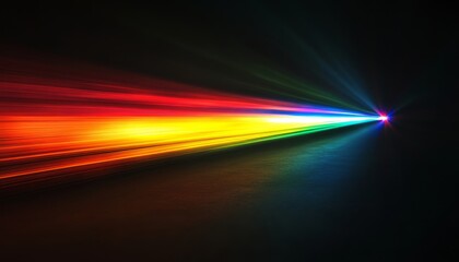 Fototapete - Captivating Display of Light Beam Refraction Creating a Vibrant Color Spectrum Against a Sleek Black Background