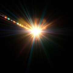 Aufkleber - Radiant Lensflare Effect Illuminates a Dark Canvas With Vibrant Bursts, Creating a Mesmerizing Visual Spectacle Filled With Color and Light