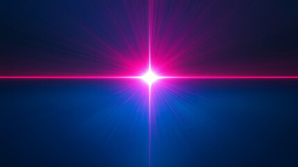 Aufkleber - Illuminating Twilight Through Vibrant Blue Light With a Dynamic Sunset Line at the Center Showcasing an Ethereal Burst of Energy and Color
