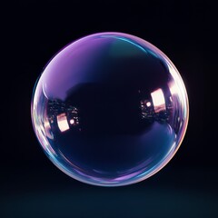 Poster - Vibrant Glass Bubble Suspended in a Realm of Darkness, Showcasing Vivid Colors Reflecting Light in an Enchanting Display