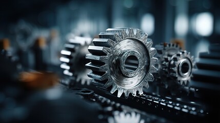 Poster - Detailed Close-Up of Mechanical Gears in an Automation Process