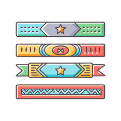Poster - Collection of Four Colorful Hand Drawn Decorative Banners and Badges Elements