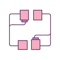 Poster - Simplified Network Diagram with Pink Nodes and Purple Connections, Illustration