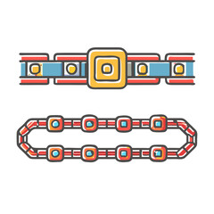 Poster - Stylized Vector Graphics Featuring Decorative Chains with Geometric and Colorful Elements