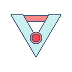 Poster - Simple Vector Graphic of a Triangle Medal with Red Circle Decoration