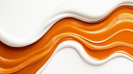 Aufkleber - caramel flows in wavy layers intertwined with creamy white frosting, creating a smooth dessert backg