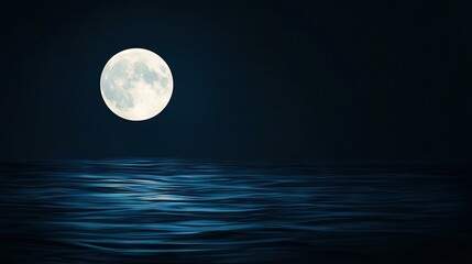 Wall Mural - the moon illuminates the water below, casting a serene glow across the surface