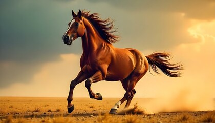 Naklejka na meble wild stallion, horse running at full speed