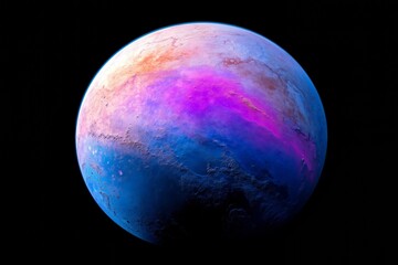 a blue and pink planet with a black background