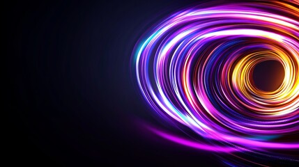 Poster - Circular light streaks curve and converge in a spiraling pattern against a dark, contrasting backdrop.