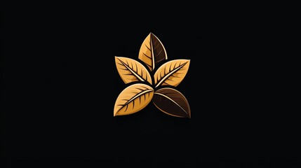 Aufkleber - five stylized leaves are arranged in a symmetrical pattern against a dark background, showcasing sha