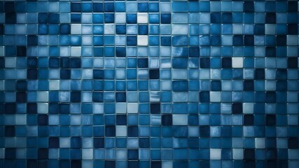 Poster - Tiny azure mosaic tiles. Patterns and backdrops.