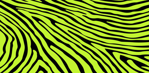 Poster - Bold vector illustration featuring black and vivid green zebra stripes. Abstract animal print perfect for backgrounds, textiles, and modern graphic design projects.