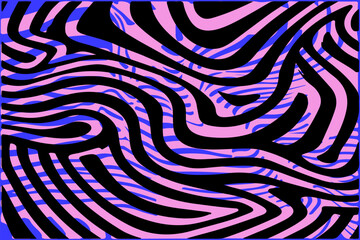 Aufkleber - vibrant abstract vector with bold black stripes over colorful neon wavy background. modern zebra-ins