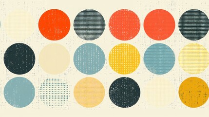 Poster - Colorful Retro Circles Pattern with Texture for Background Design