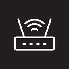 Poster - Wi Fi icon vector. Wireless router logo design. Wifi vector icon illustration isolated on black background