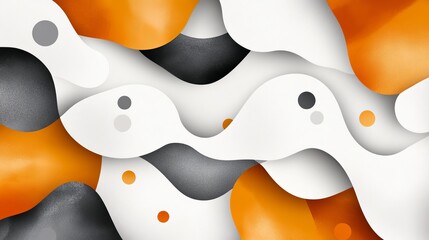 Aufkleber - abstract shapes in orange, white, and gray overlap to create a layered, flowing pattern, featuring s