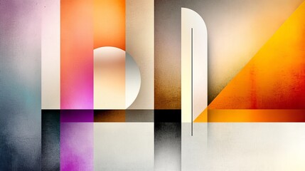 Aufkleber - abstract shapes converge in a geometric arrangement featuring triangles, circles, and rectangles aga