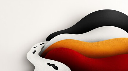 Aufkleber - abstract wavy layers are stacked against an off-white background featuring a speckled texture and va
