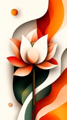 Aufkleber - blooming lotus flower displays vibrant colors with layered petals and a slender stem against abstrac