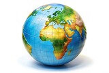 Detailed world globe showing continents and countries on a white background, perfect for global education, travel, or world map concepts