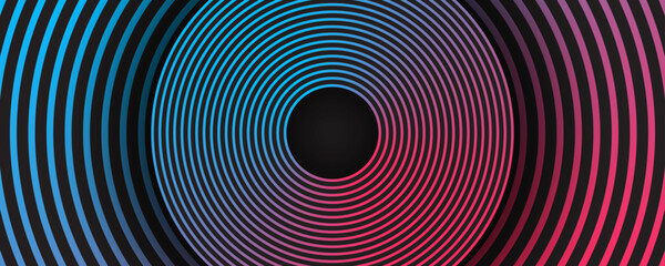 Poster - 3d blue red techno abstract background overlap layer on dark space with circles lines effect decorat