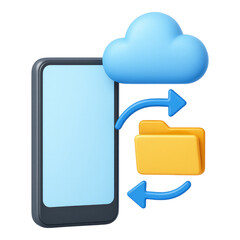 Poster - Smartphone Cloud Storage Secure Data Transfer Backup of Files via Mobile App, isolated on transparent background