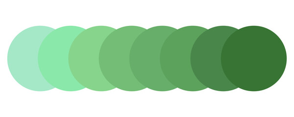 Poster - Green color palette. Overlapping green circles. Gradient vector illustration. Light to dark transition.