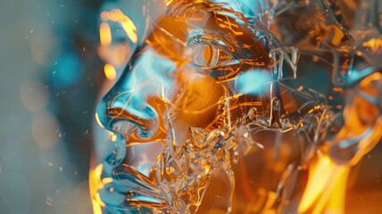 Poster - This striking image showcases a futuristic representation of artificial intelligence, merging human features with vibrant digital elements, symbolizing innovation and modernity.