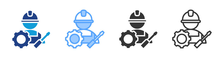 Poster - Skilled Labor icon set multiple style collection