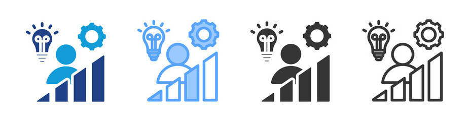 Poster - Level Competence icon set multiple style collection