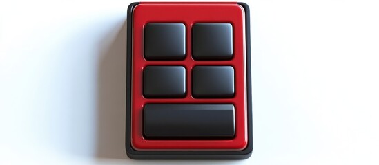 Red and Black Electronic Interface Device with Rounded Buttons and Modern Design