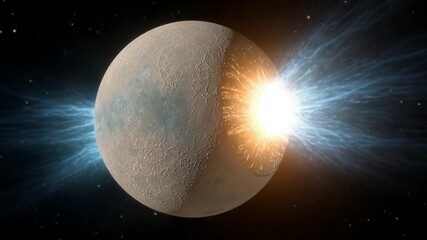 Poster - Moon Cracks Open as Energy Pulses From Its Core Generative AI
