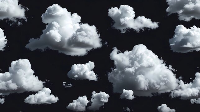 A scattered clouds on a black background so i can isolate the clouds, Generative AI illustrations.