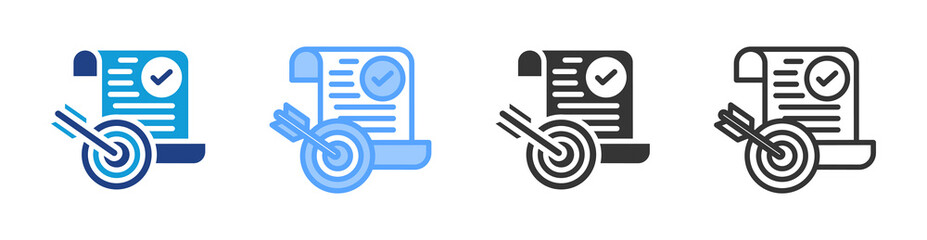 Poster - Objectives icon set multiple style collection