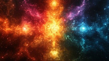 cosmic kaleidoscope: a vibrant nebula displays swirling colors and celestial patterns, offering a br