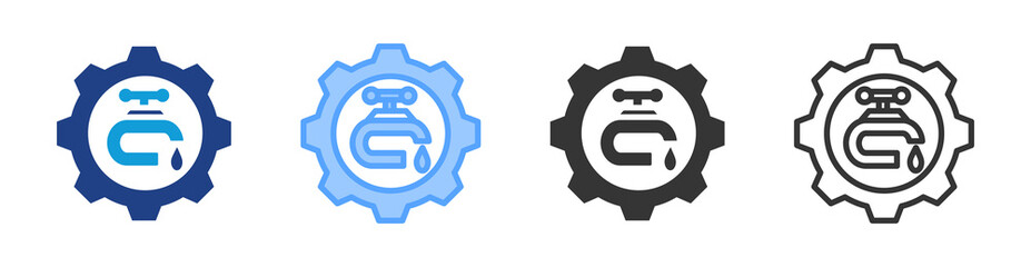 Poster - Water Supply icon set multiple style collection