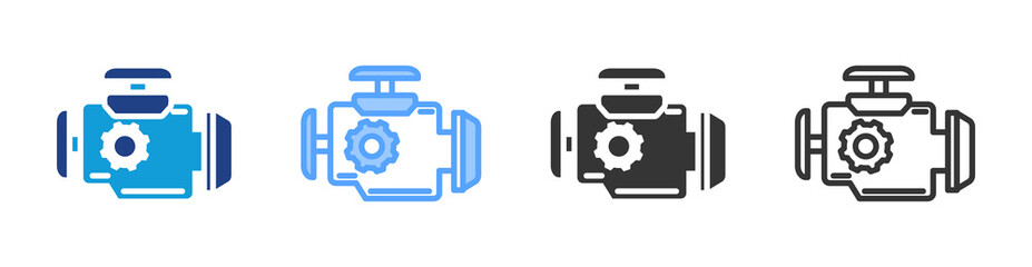 Poster - Engines icon set multiple style collection