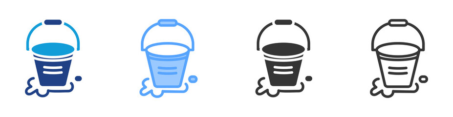 Poster - Bucket icon set multiple style collection