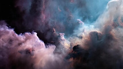 Poster - Satellite Drifts Into Colorful Nebula Waves and Light Generative AI