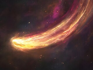 40. a glowing comet trail creating a fluid abstract design in space