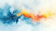 © SUUGOIisME - A vibrant watercolor painting depicting a dramatic sunset with orange. yellow. and blue hues blending together. evoking a serene atmosphere perfect for artistic inspiration