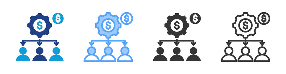 Poster - Salary Allocation icon set multiple style collection