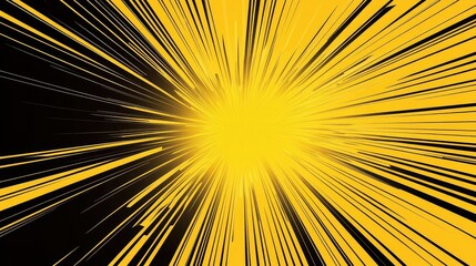 Poster - A vibrant explosion of yellow rays radiating from a central point. creating a dynamic and energetic backdrop for creative projects. enhancing visual impact in various media