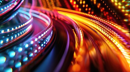 Poster - Explore vibrant light trails featuring dynamic curves and blur effects, creating a stunning abstract representation of motion and energy in design.