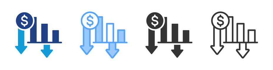 Poster - Reduction icon set multiple style collection