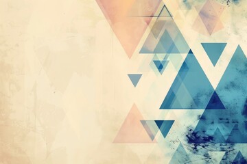 Poster - Abstract composition with pastel-colored triangles on a beige background. Background image of triangle or geometric shape with vibrant color. Creative design. Geometric design for modern art. AIG51.