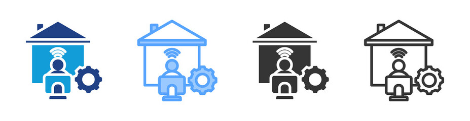 Poster - Working Remotely icon set multiple style collection